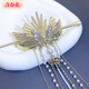 Light luxury angel wings combination hairpin with spring flowers, retro style tassel hairpin, Hansu daily hairpin, new sweet hair accessory H-cat eye wheat ear hairpin