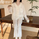 
Modal gold velvet pajamas for women for women for Autumn 2025 new long-sleeved trousers sweet princess style lace spring and autumn winter SMSD-9922 M (recommended 80-100Jin [Jin equals 0.5 kg])