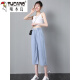 Pantalones de mezclilla de tenis delgada de carpintero de carpintería para mujeres en 2025 Summer Nuevo hielo ligero de seda alta Pantalones de pierna ancha versátiles azules claros 738 m recomendados/95-105Jin [Jin equivale a 0.5 kg]
