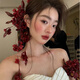 DYN2025新款新娘敬酒服头饰森系迎客豆干花结婚婚纱发配饰高级大气 模特迎客豆干花盒装
