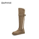 达芙妮长靴雪地靴女厚底长筒靴加绒保暖2025新款增高防寒东北北方加厚 卡其 36 (230mm) 标准码
