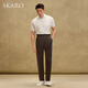 
SKARO [soft and elastic] white knitted short-sleeved POLO shirt men's 2025 summer business casual lapel T-shirt off-white SKP831 L (=shirt size 41)