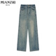 Cotton American Velvet verdickte Retro-Slim-Jeans für Frauen im Herbst und Winter lose hohe Taille, die gerade-leg-Gelegenheitshose für Frauen 683 Retro Blau [hohe Qualität ohne Vlies 31,5] XL 120-130jin [Jin gleich 0,5 kg]
