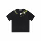 Nanyuexi hart und grausamer amerikanischer Alphabet Pflanze Blume rundes Hals schweres kurzärztes T-Shirt für Männer und Frauen Sommer S1048# Black XL