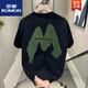 ROMON (ROMON) 2024 casual men's short-sleeved pin T-shirt summer half-sleeved cotton trendy brand loose versatile top T V983 black L
