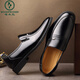 
Woodpecker men's casual leather shoes business shoes height-enhancing leather shoes 9922 black single shoes 50