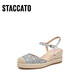 
STACCATO 2025 spring new barley shoes bag-toe sandals fisherman shoes thick-soled height-enhancing women's sandals EUQ08AH5 shining ginkgo 34