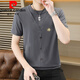 Pierre Cardin Summer Ice Seide Strick gefälschte zweiteilige kurzärmelige T-Shirt-T-Shirt-Korean-Stil-Slim und Kühl und dünn halbärmelig T-Shirt Top 6626 Khaki L 110-125 Jin [Jin gleich 0,5 kg]