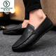 
Woodpecker black men's beanie shoes men's spring one-legged formal soft sole breathable loafers men's 2025 new British style YL-D829 brown 40