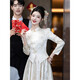 VZVY新中式香槟色敬酒服2025春季新款轻奢高端新娘结婚订婚晚礼服长袖 香槟色 轻奢短.袖款 zyl1125 L （建议105-112斤）