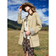 Sancai 2025 new autumn style lapel long-sleeved windbreaker single-breasted loose mid-length coat casual temperament F