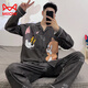 猫人（MiiOW）纯·棉男士睡衣春秋季青少年卡通学生开衫大码男长袖长裤家居服 9926（开衫长袖） M