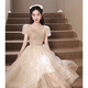 
CamalgOri 18-year-old adult gift dress for women small evening dress light luxury niche high-end art exam fairy birthday adult gift champagne medium-length M average size