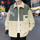 Yalu Spring Jacket Men's Men's Harbor Style Style Chaqueta Hombres Camisa de la calle Top Capered Top Clothing y otoño Outums D687 Color de albaricoque Regular (recomendado 110-135Jin [Jin iguala 0.5 kg])