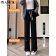 Velvet de algodón Velvet Pantalvet de cordero engrosamiento en el terciopelo Pantalones de caída ancha para mujeres en otoño e invierno Pantalones casuales de patas rectas altas de la cintura recta para mujeres Pantalones de algodón 9767 gris-azul [Alta calidad sin terciopelo 19.5] 3xl 146-156Jin [Jin equivale a 0.5 kg]