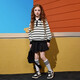 
ASK JUNIOR Children's Sweatshirt 2025 Autumn Contrast Striped Polo Collar Women's Middle-aged Children's Top Striped 150
