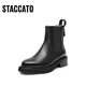 Staccato Новый зимний стиль в британском стиле Chelsea Boots Короткие ботинки толстые каблуки модные ботинки женские ботинки D9930DD3 Обсидиан Блэк (бархат) 38