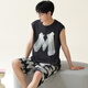 Fuxinkang couple pajamas pure cotton shorts for summer men and women sweet and cute cartoon large size can be worn outside home clothing suit AM-739 XL - men [height 170-175-weight 120-140]