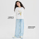 
I.KARNOW girls' wide-leg pants summer and autumn 2025 new style girls' big children's clothing fashionable blue plaid pants children's casual straight pants 15266 blue pants 160