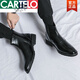 卡帝乐鳄鱼（CARTELO）切尔西男靴秋冬高帮休闲皮鞋英伦风百搭男士网红时尚尖头马丁靴男 X.M841-5棕色(内增高) 39