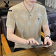 Playboy (PLAYBOY) ice silk short-sleeved T-shirt men's summer high-end hot diamond cool jacquard T-shirt trendy versatile half-sleeved top 753 black XL recommended to wear 130-150Jin [Jin equals 0.5 kg]