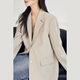 Dialogue (DUIBAI) old money style classic suit jacket for women 2026 spring new style loose H-shaped high-end temperament commuter suit Khaki M