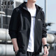 JEEP SPIRIT Jeep Jacket Men's Hooded Autumn and Winter Jacket Men's Casual Men's Tops Black 2XL