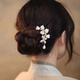 Yin Muchi flower hair accessories for women, U-shaped hairpin, high-end hairpin, ancient style hairpin, slit comb, cheongsam headdress, F3236 lily of the valley flower rhinestone hairpin