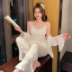 莫代尔春季性感带胸垫冰雪丝睡衣女2025新款长袖春夏家居服吊带三件套 9226-2粉色 【两件套】 M 【80-100斤】