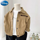 Chaqueta de Disney Boys Spring y Autumn 2025 New Children's Bear Jackets, pequeños y medianos tops casuales de niños, caqui oso 90