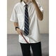 
Zhaixing Youth Japanese College Style Shirt Men's Short Sleeve Summer Thin DK Uniform Students' Variety Casual Tie White Shirt Long Sleeve White Shirt + Trousers XL