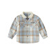 DAVE&BELLA children's new shirt, college style boy's shirt, children's clothes, baby boy's spring cotton plaid top, blue plaid, in stock, 130 cm (recommended height 120-130cm)
