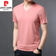 Pierre Cardin Sommer Neue Herren kurzärmelige T-Shirt Modal MODAL FOLOR COLOR V-CHECK ICE SEIM Dünne mittlere und junge lässige Baumwollt-Shirt Top 9902 Grau M 170