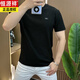 Hengyuanxiang Designers Sommereis-Seidenstruktur bestickter runder Hals-Männer kurzärmelig modisch halbärmelig, vielseitig, leichter luxuriöser, bequemer Stil 1105 Weiß M 80-105jin [Jin entspricht 0,5 kg]