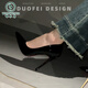 В дятерея с кафеткой Red Seale High Heels Женские стройные каблуки весна и осень 2025 г. Новые красивые сексуальные свадебные туфли черная патентная кожа.