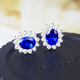 Shien Sapphire 925 sterling silver earrings plated with 18K gold Princess Diana style diamond royal blue tanzanite oval earrings for women