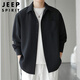 JEEP SPIRIT Jeep long-sleeved shirt men's spring trendy shirt men's waffle top jacket men's black XL