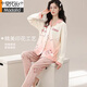 Modal couple's pajamas pure. Cotton one man and one woman spring and autumn long sleeves women cute cartoon large size men's home clothing set AQT 9855 L single woman