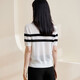 
Missshine 2024 spring new fashionable age-reducing wool sweater contrast striped short-sleeved top 1047 white S