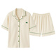 
LangSha couple pajamas summer short-sleeved shorts simple cardigan can be worn outside for men and women's cotton home clothes summer X12706-12806 3XL men's style