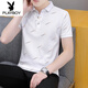 Playboy (PLAYBOY) new summer lapel men's short-sleeved t-shirt casual POLO Paul shirt men's collar half-sleeved ice silk black QY679 XL