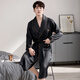 
Modal nightgown men's summer thin ice silk pajamas men's long yukata bathrobe one-piece large size loose home clothes spring and autumn dark black [ice silk breathable, delicate and smooth] XL [recommended 130-150Jin [Jin equals 0.5 kg]]