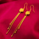 GRAYCEWODY Old Phoenix 999 Gold Rose Earrings Women's 24K Pure Gold Long Tassel Earrings Middle-aged Earrings 0.01g Old Phoenix Gold Store Style Rose Flower Earrings