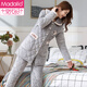 Modal pajamas for women in winter thickened and plush three-layer cotton warm autumn and winter flannel women can wear home clothes set W4 R9858-1 orange red medium length hat M (160)