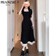 
Cotton Hepburn style black French short-sleeved dress for women in summer new style slim Guangzhou thirteen-row gentle style long skirt black long style [1595 high quality 29.5] XL 115-130Jin [Jin equals 0.5 kg]
