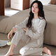 
New step (XINYIBU) 100% cotton thin spring and autumn pajamas for women long sleeves elegant lace printed home clothes for outdoor wear S4865 M
