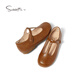 Snuffy Girls' Leather Shoes Spring and Autumn Fashionable Ballet Style Children's Shoes Caramel Brown 27 Foot Length 16.8cm