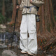 Sumpfgebiet Fallschirmjäger Ladung Hosen Herren Frühling und Sommer Dünne Falten -Wanderhosen Gerade Sport und lässige Eis Seidenhose WS701 M Weiß S