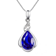 Kuang Yi water drop pear-shaped sapphire pendant for women 925 sterling silver plated 18K gold tanzanite royal blue sapphire clavicle necklace single pendant (without chain)