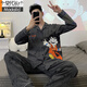 Modal Herren Pyjamas lange Ärmel Lange Hosen Frühlings- und Herbst -Teenager -Cartoon -Student plus Fett Plus Size Home Clothing Set 9923 Herrenmodell m